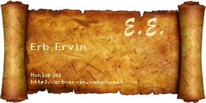 Erb Ervin névjegykártya